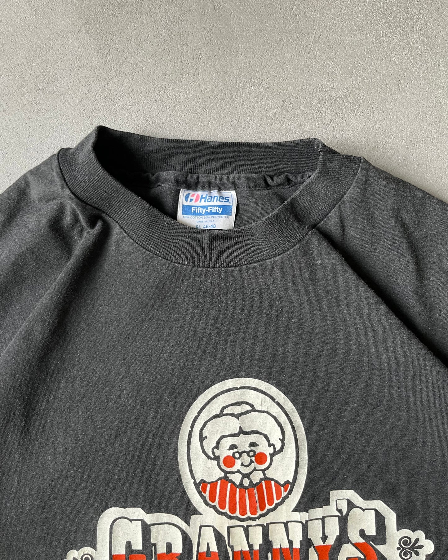 1980s - Faded Black Granny's T-Shirt - L