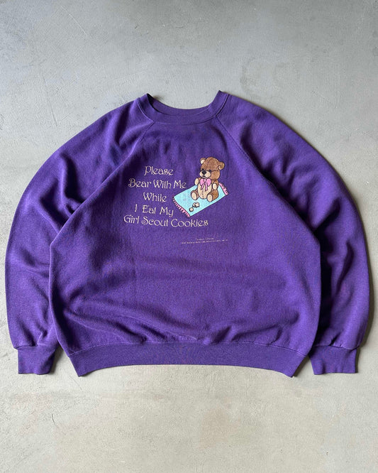 1980s - Purple "Girl Scout Cookies" Crewneck - L