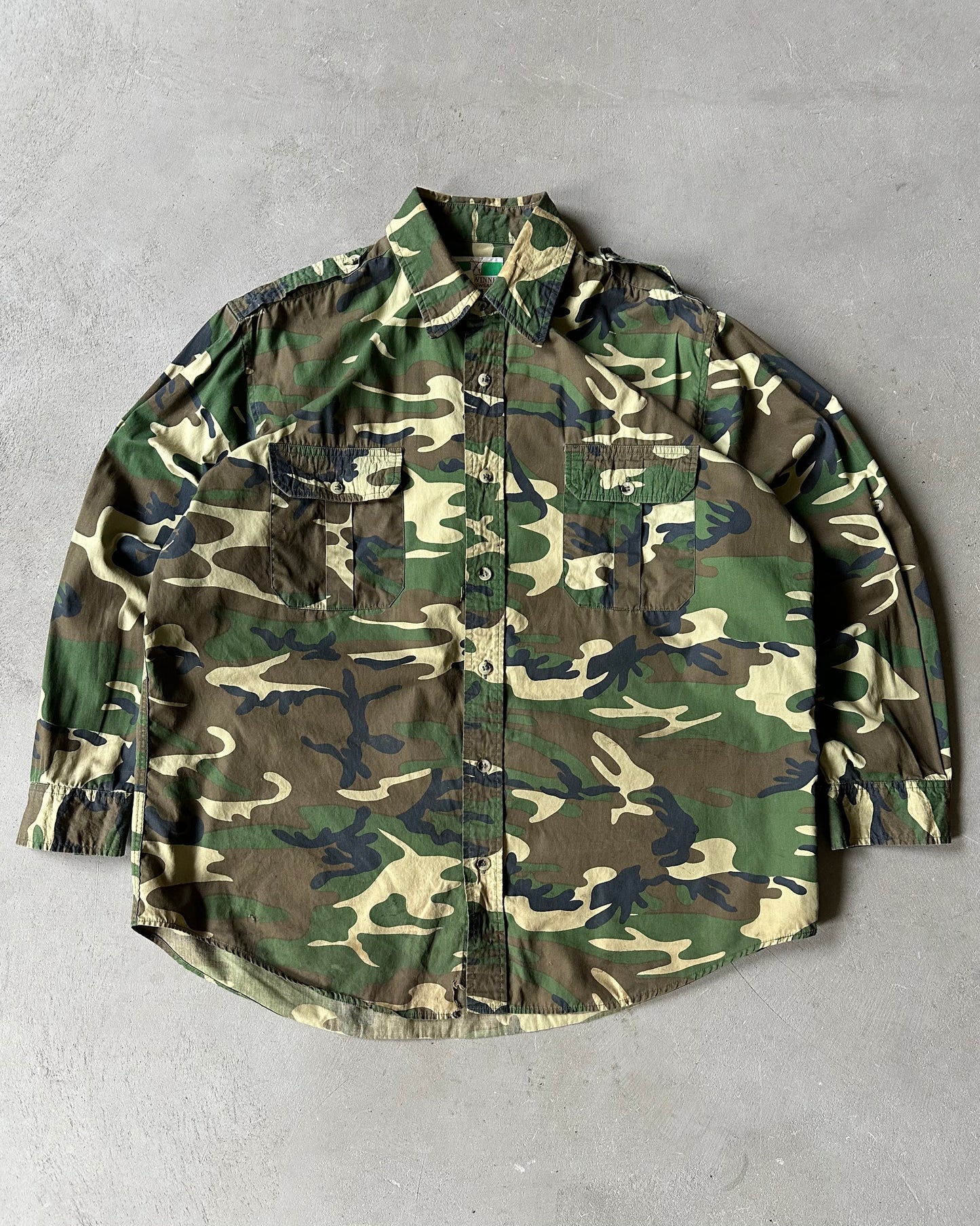 1980s - Distressed Camo Shirt - XL