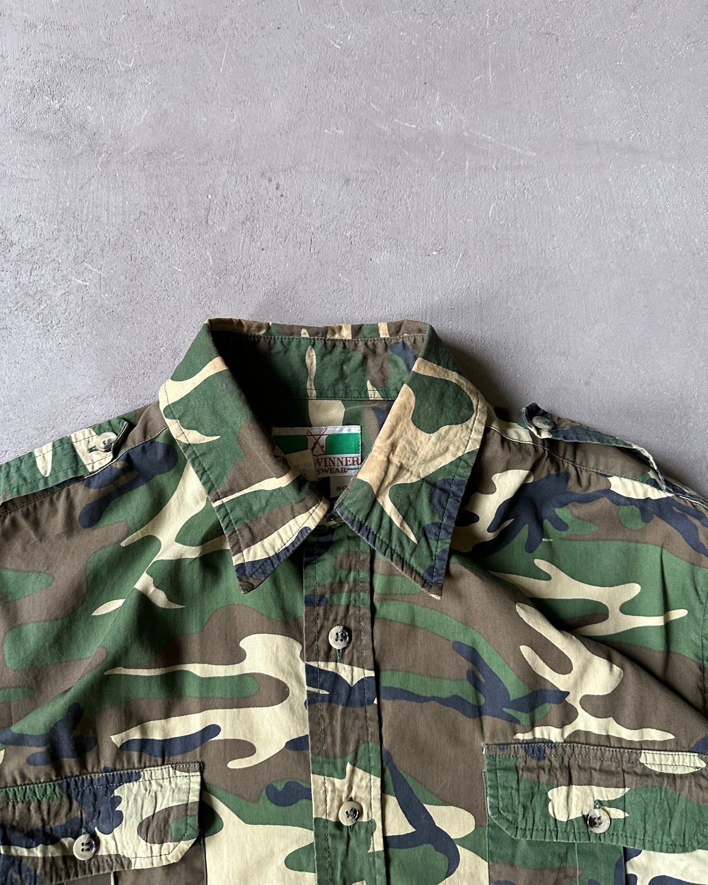1980s - Distressed Camo Shirt - XL