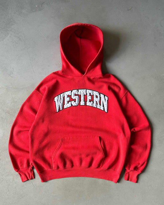 1990s - Red "Western" Hoodie - L