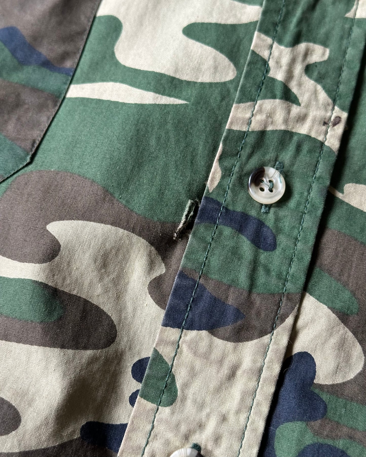 1980s - Distressed Camo Shirt - XL