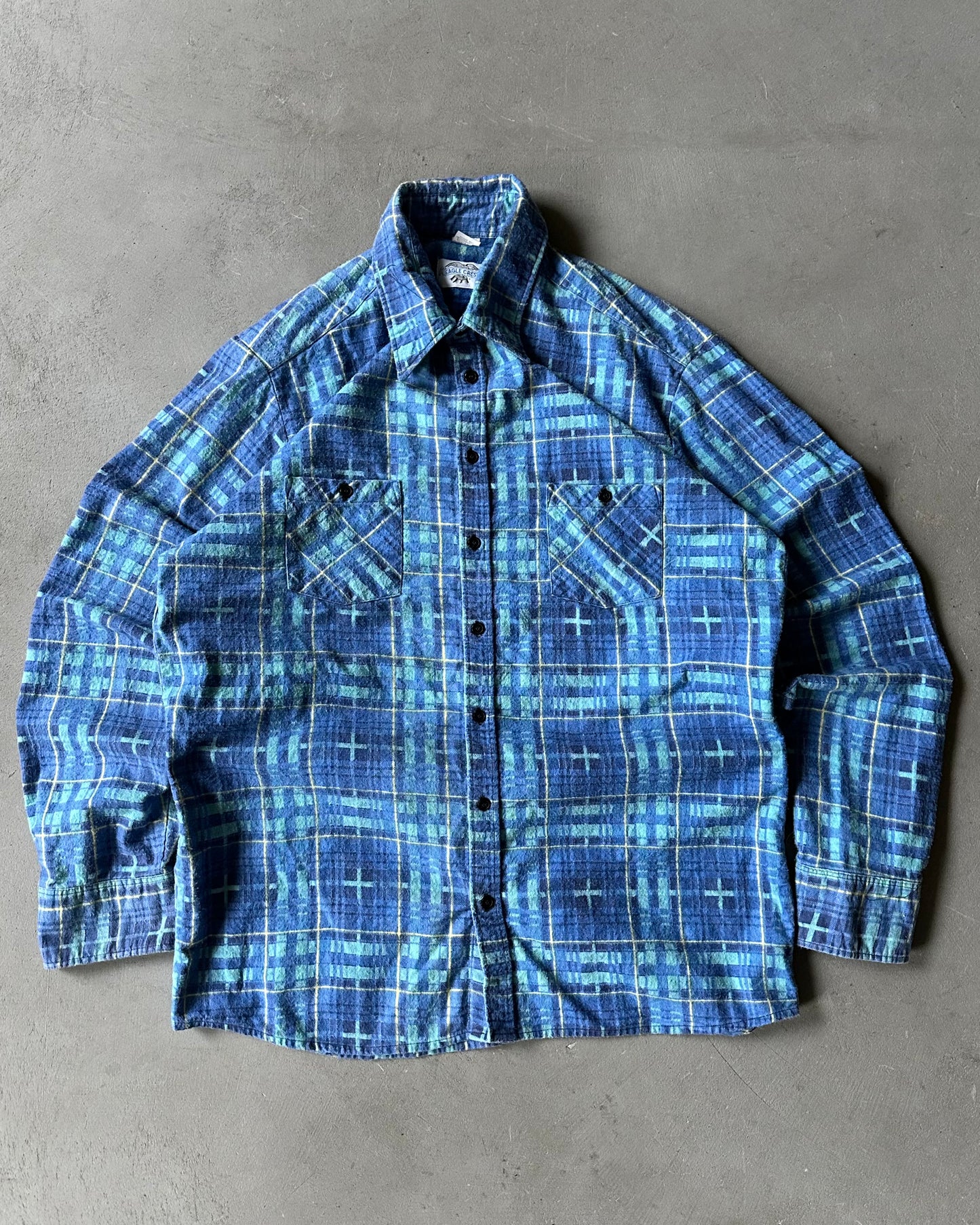 1980s - Blue Plaid Flannel - XLT