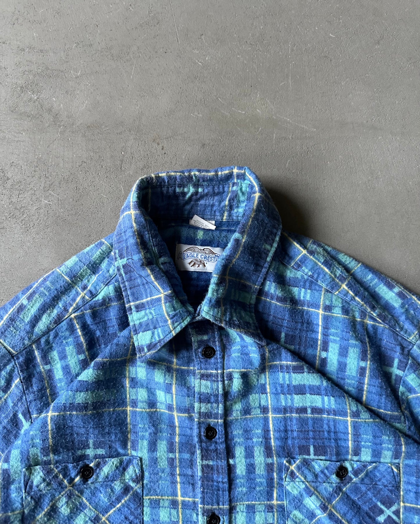 1980s - Blue Plaid Flannel - XLT