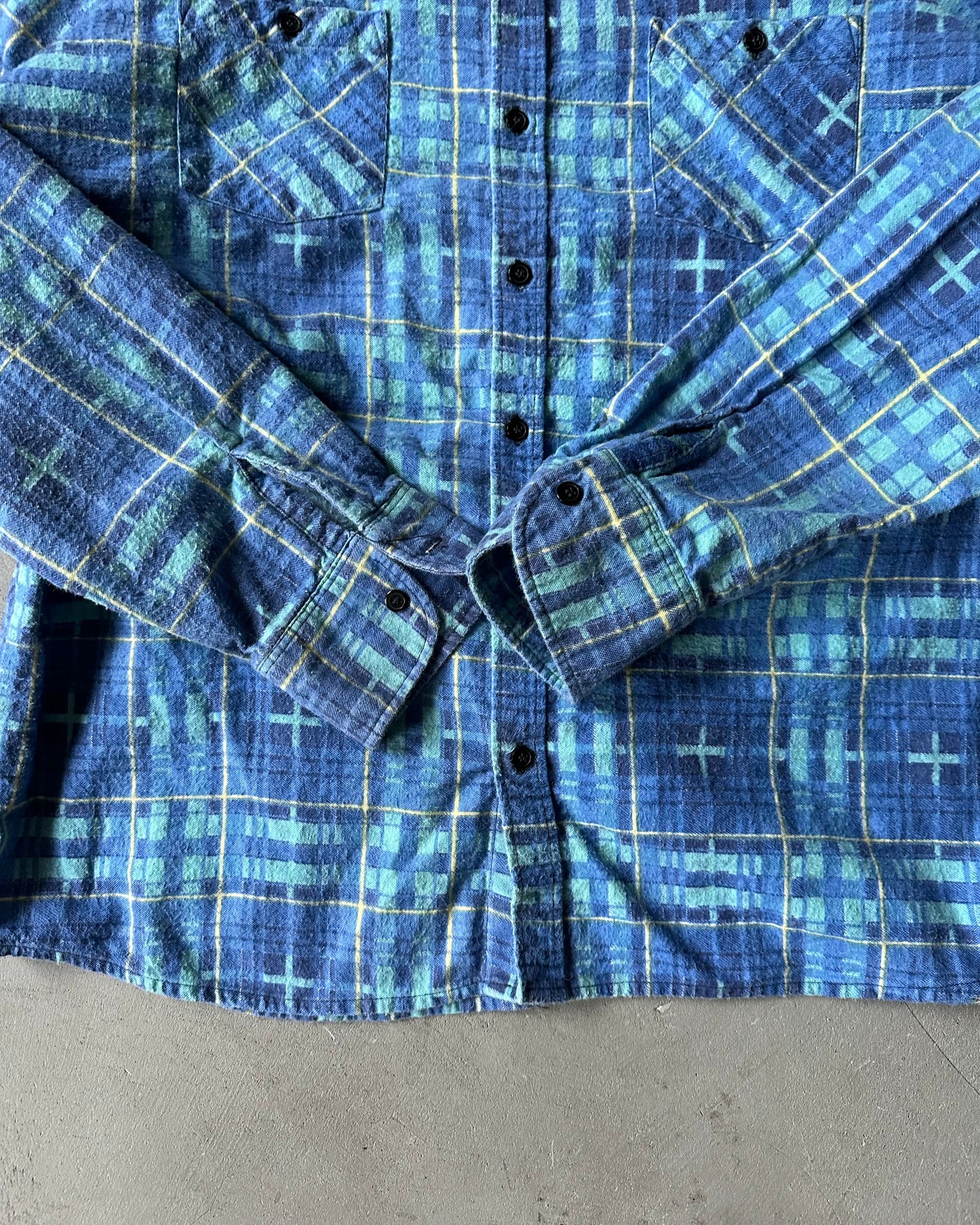 1980s - Blue Plaid Flannel - XLT