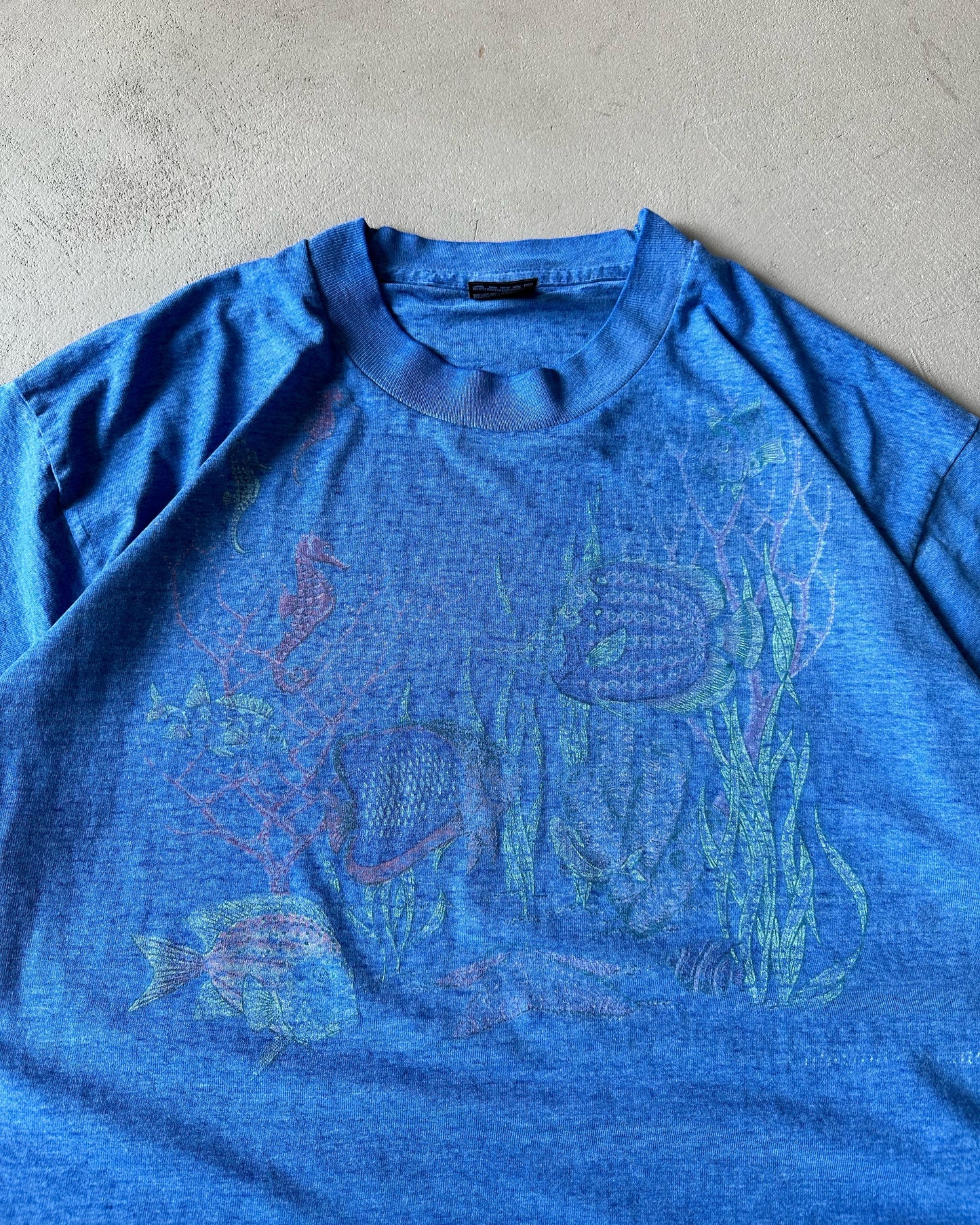 1990s - Faded Blue "Ocean" T-Shirt - L