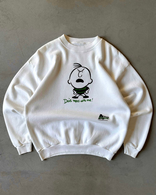 1990s - White "Don't Mess With Me" Crewneck - M