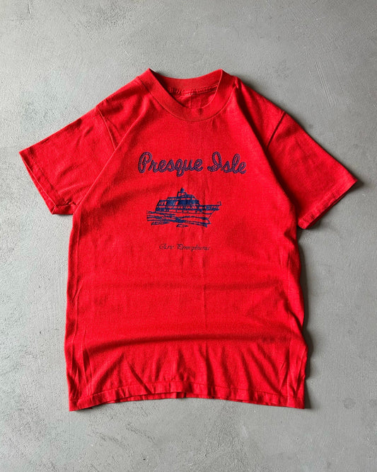 1980s - Red "Presque Isle" T-Shirt - XXS