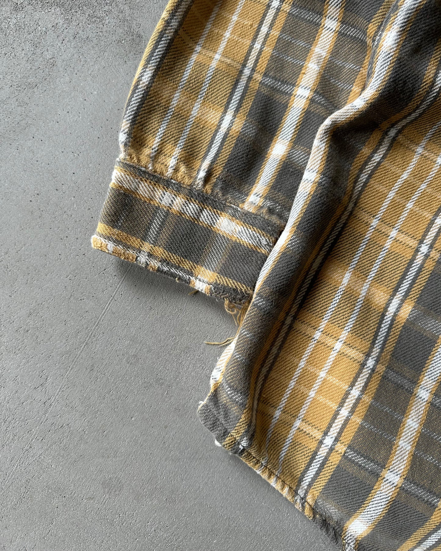 1980s - Yellow/Grey Osh Kosh Plaid Flannel - M/L