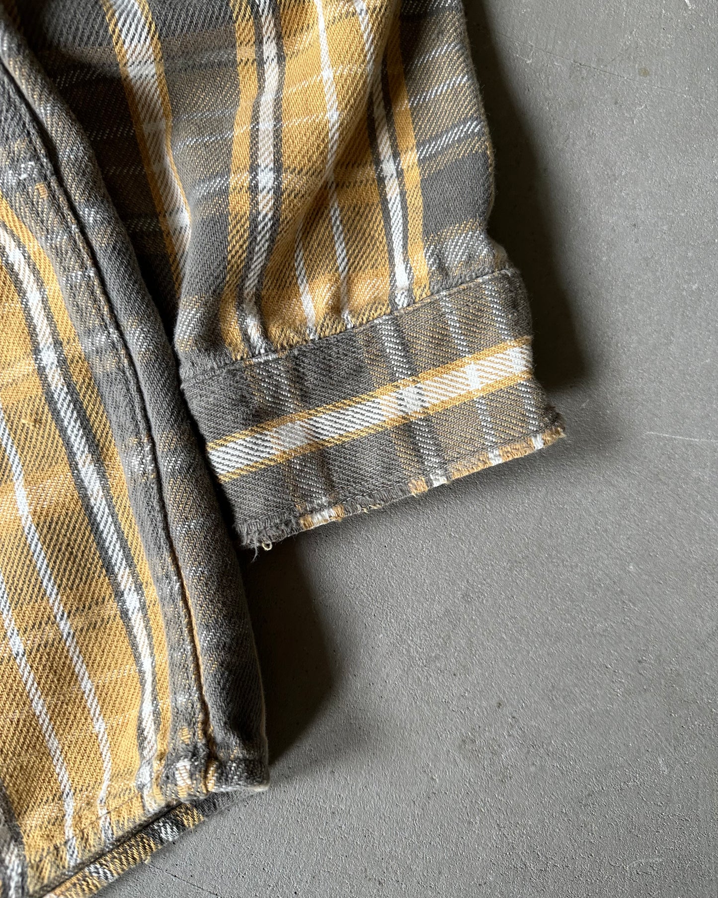 1980s - Yellow/Grey Osh Kosh Plaid Flannel - M/L