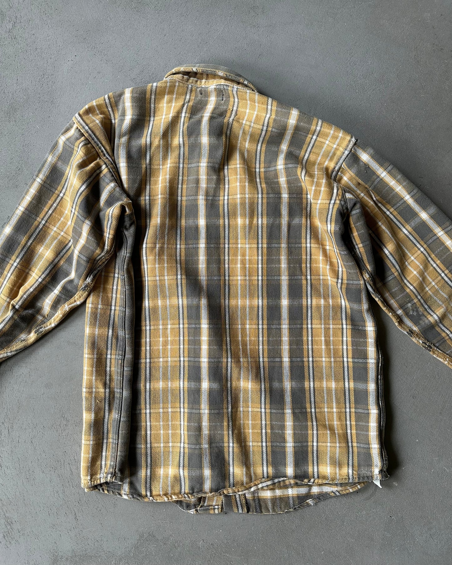 1980s - Yellow/Grey Osh Kosh Plaid Flannel - M/L