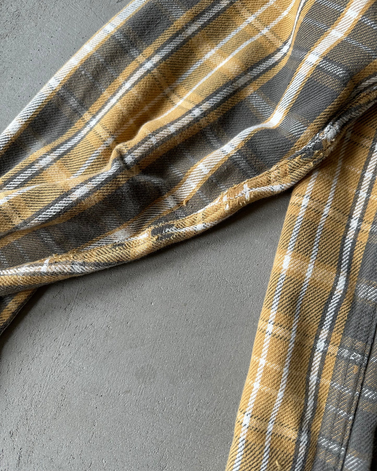 1980s - Yellow/Grey Osh Kosh Plaid Flannel - M/L