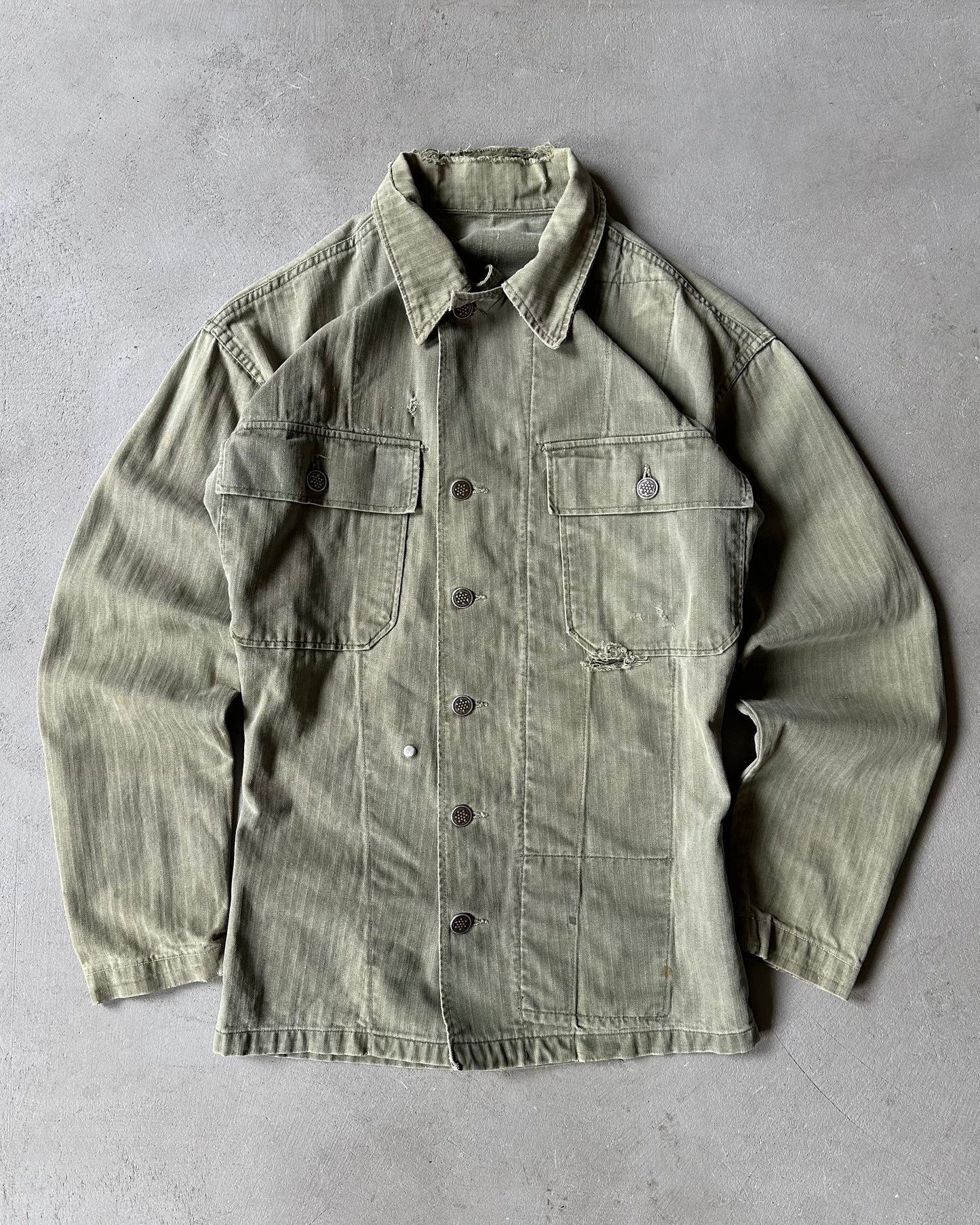 1950s - Distressed HBT 13 Stars Military Shirt - XS