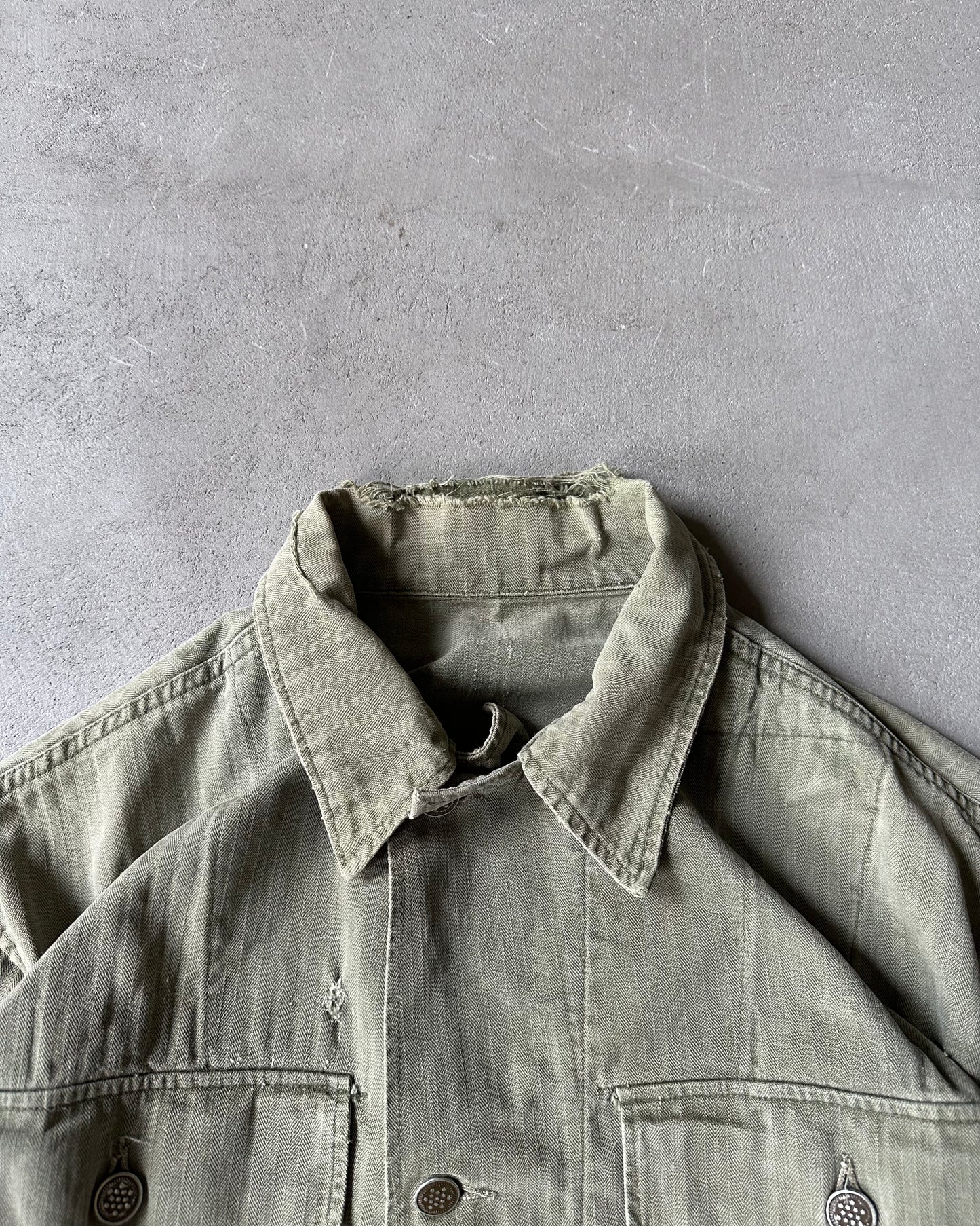 1950s - Distressed HBT 13 Stars Military Shirt - XS