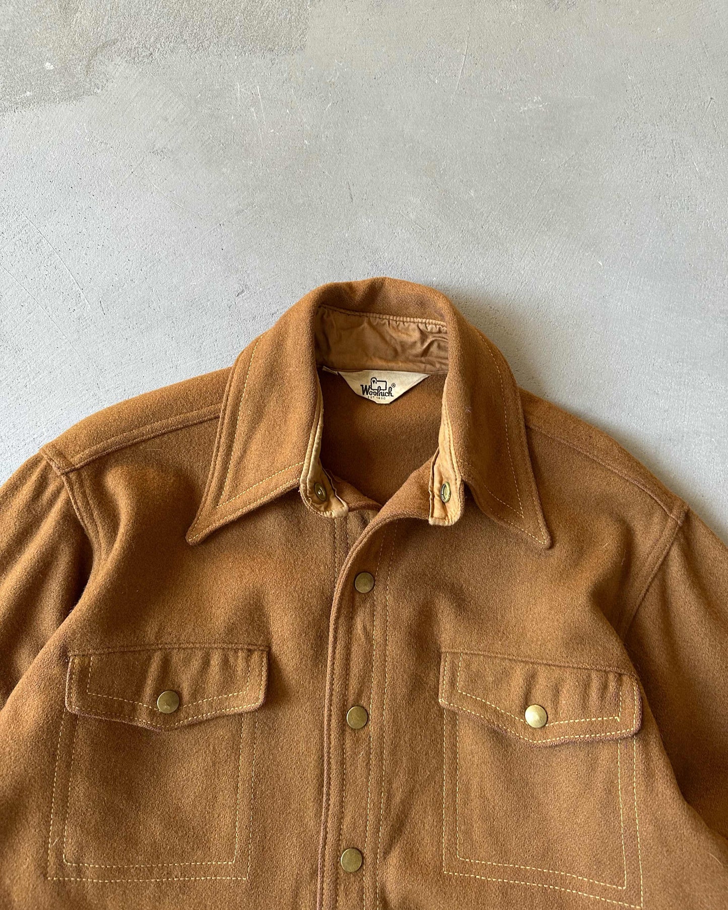 1980s - Brown Woolrich Wool Over Shirt - M/L