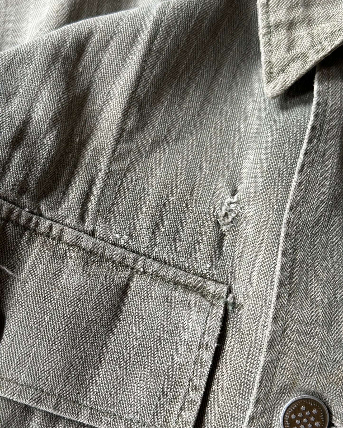 1950s - Distressed HBT 13 Stars Military Shirt - XS