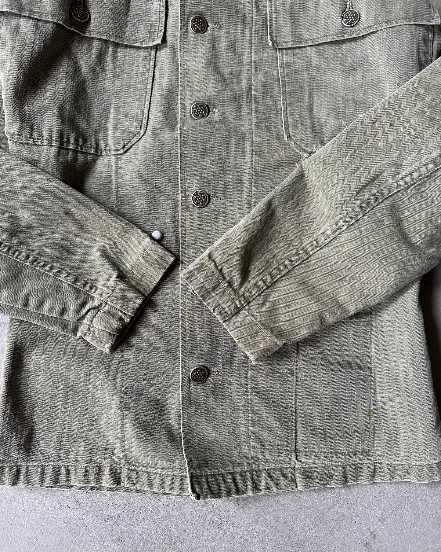 1950s - Distressed HBT 13 Stars Military Shirt - XS