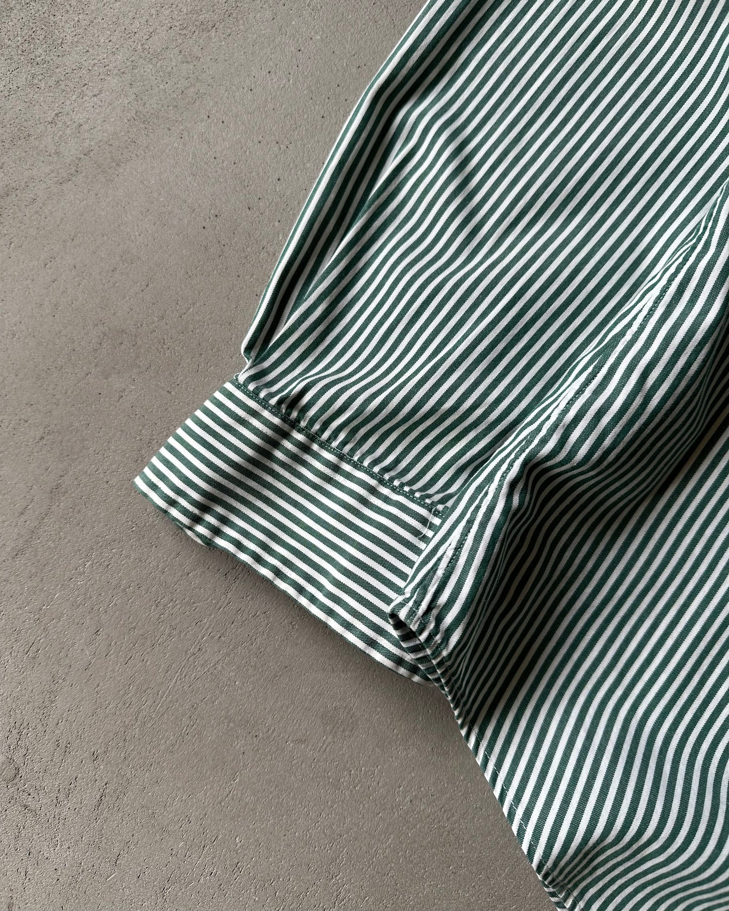 2000s - Green/White Ralph Lauren Striped Shirt - XL