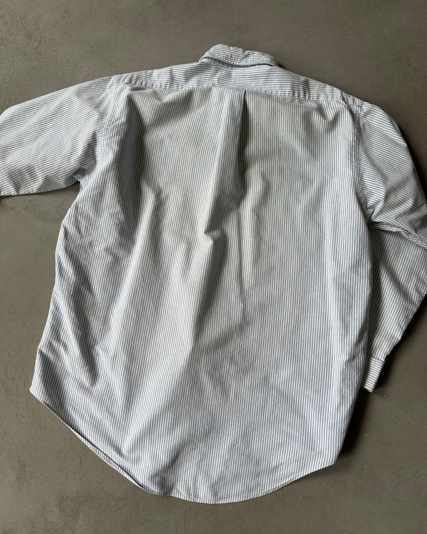 1990s - Blue/White Ralph Lauren Striped Shirt - XL