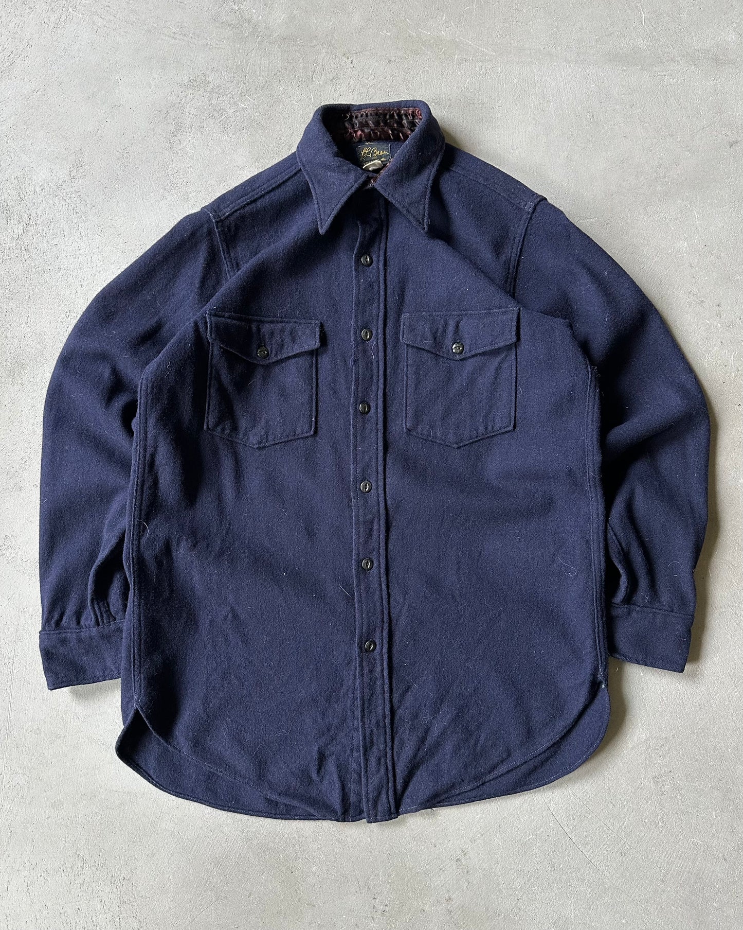 1950s - Navy L.L.Bean Wool Shirt - S
