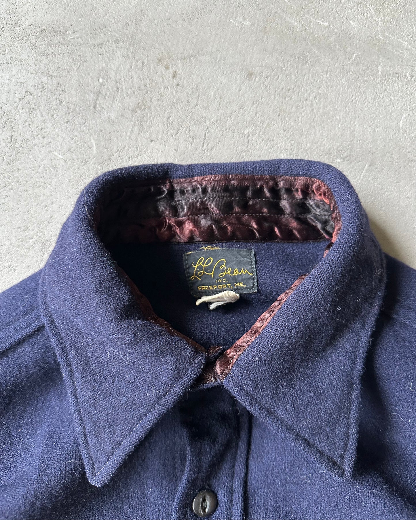 1950s - Navy L.L.Bean Wool Shirt - S