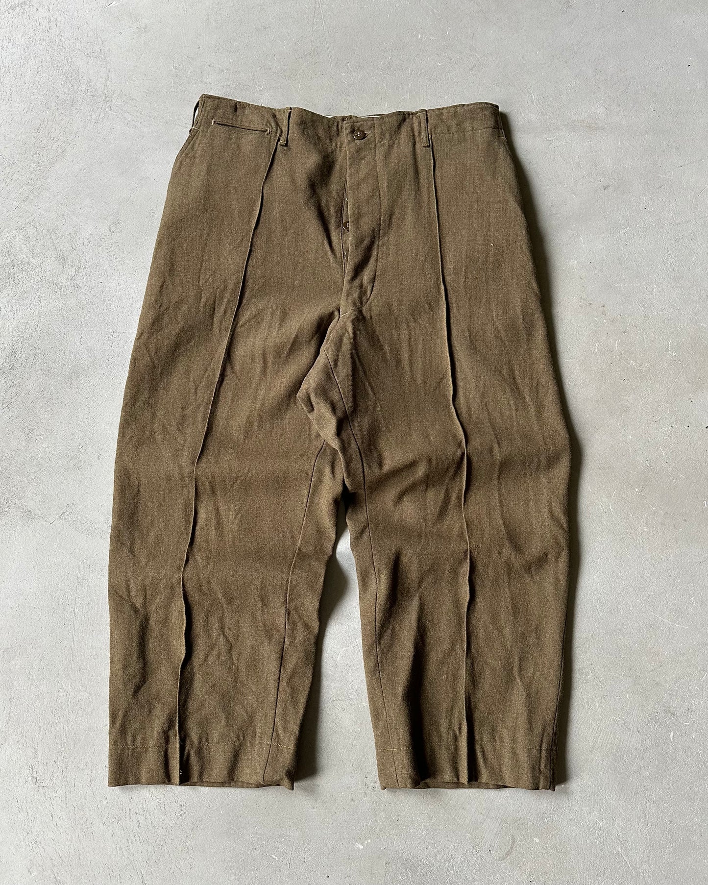1960s - Green Wool Military Trousers - 36x28