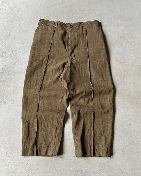 1960s - Green Wool Military Trousers - 36x28