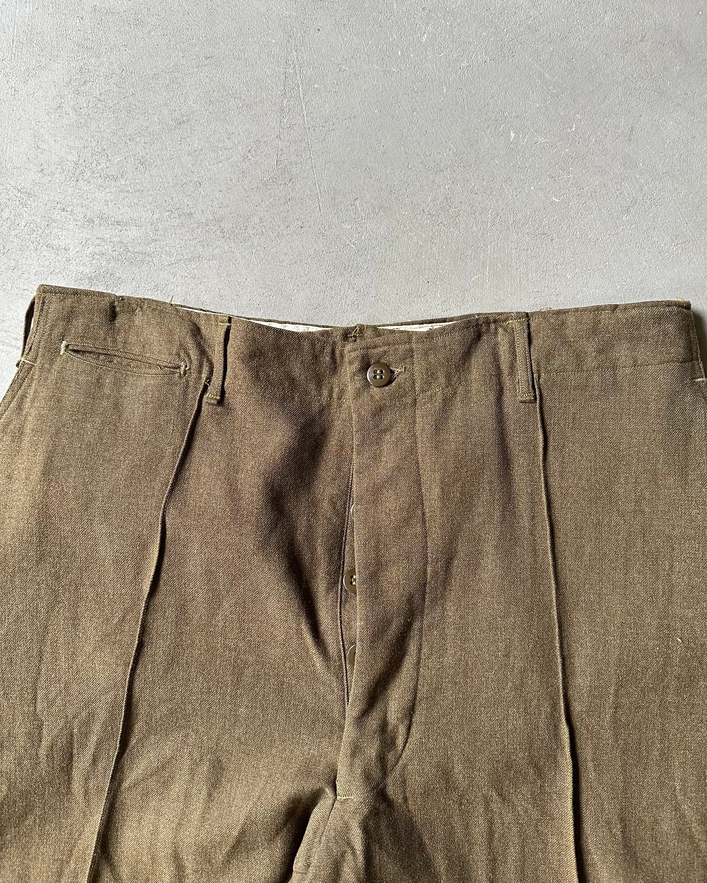 1960s - Green Wool Military Trousers - 36x28