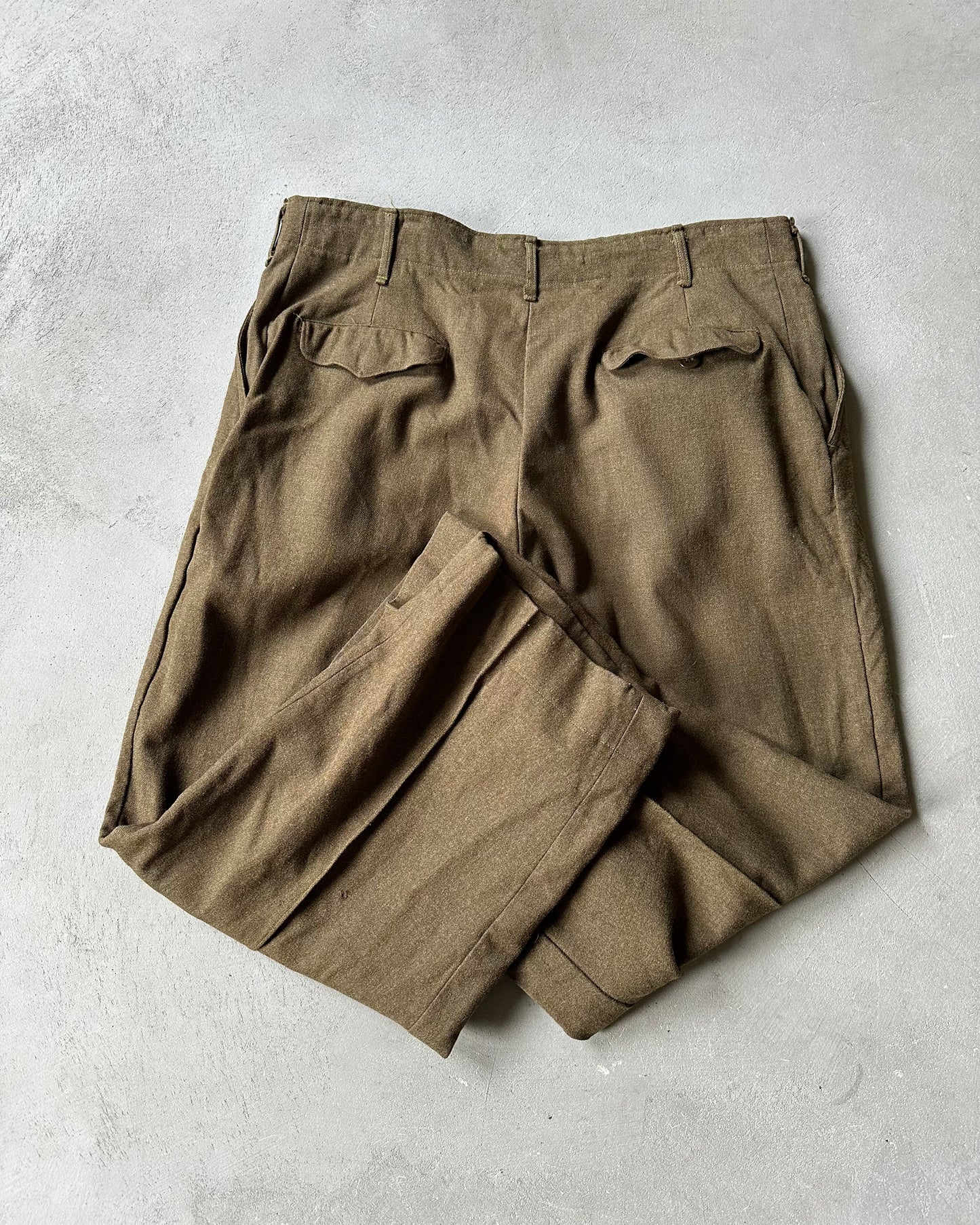 1960s - Green Wool Military Trousers - 36x28