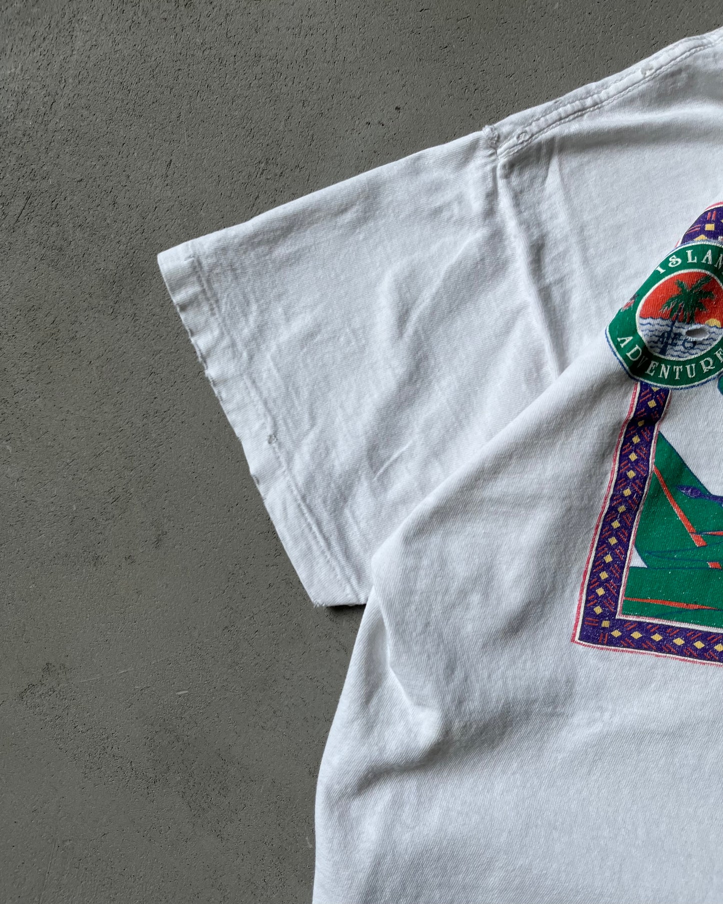 1990s - Distressed White American Eagle T-Shirt - M/L