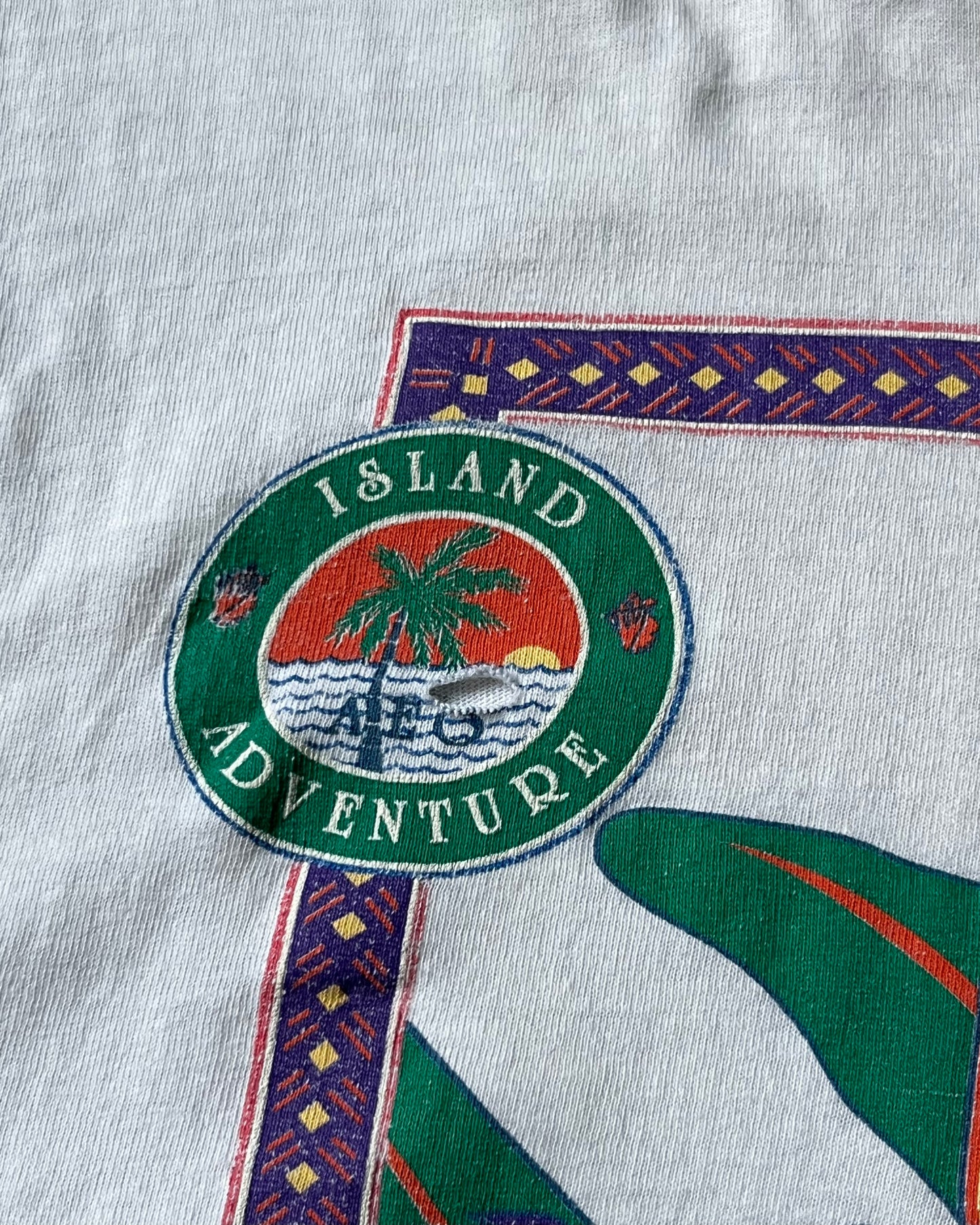 1990s - Distressed White American Eagle T-Shirt - M/L