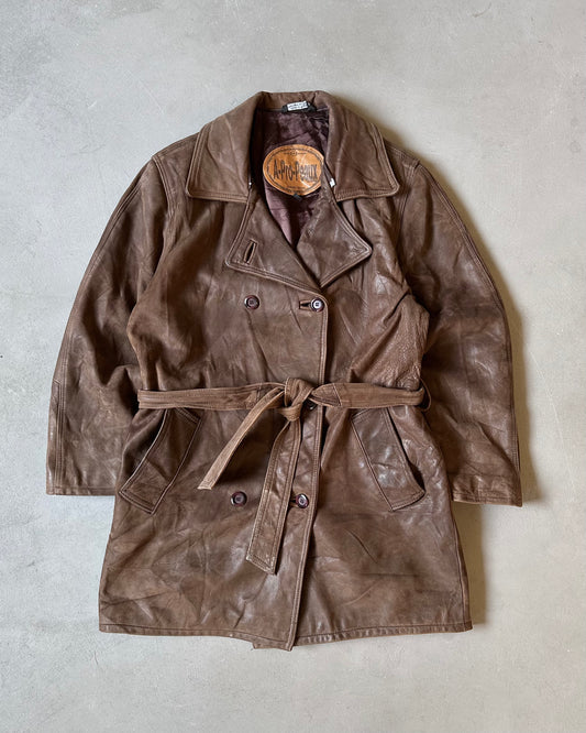 1990s - Brown Double Breasted Women's Leather Coat - (W)L