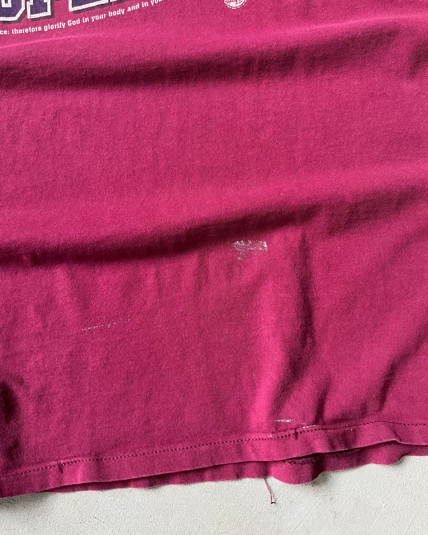 1990s - Distressed Red God's Property T-Shirt - XL