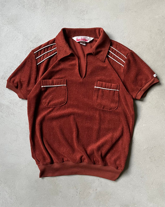 1970s - Orange Terry Cloth Polo - M