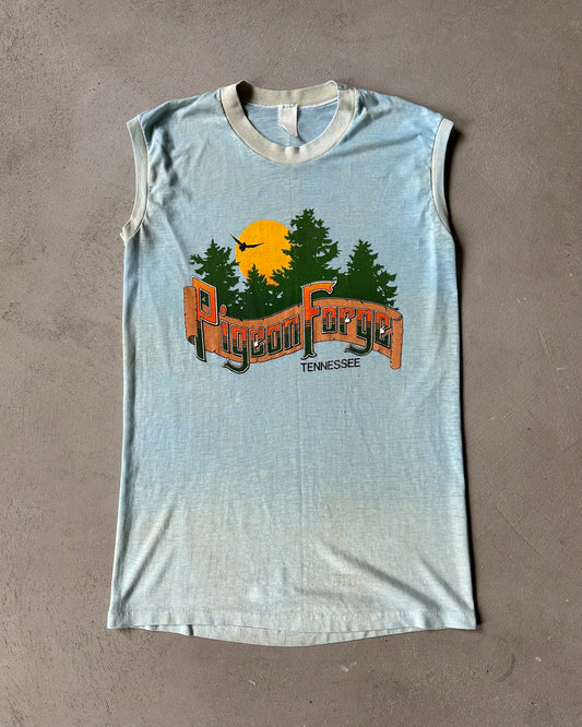 1980s - Distressed Blue Pigeon Forge Tank Top - M
