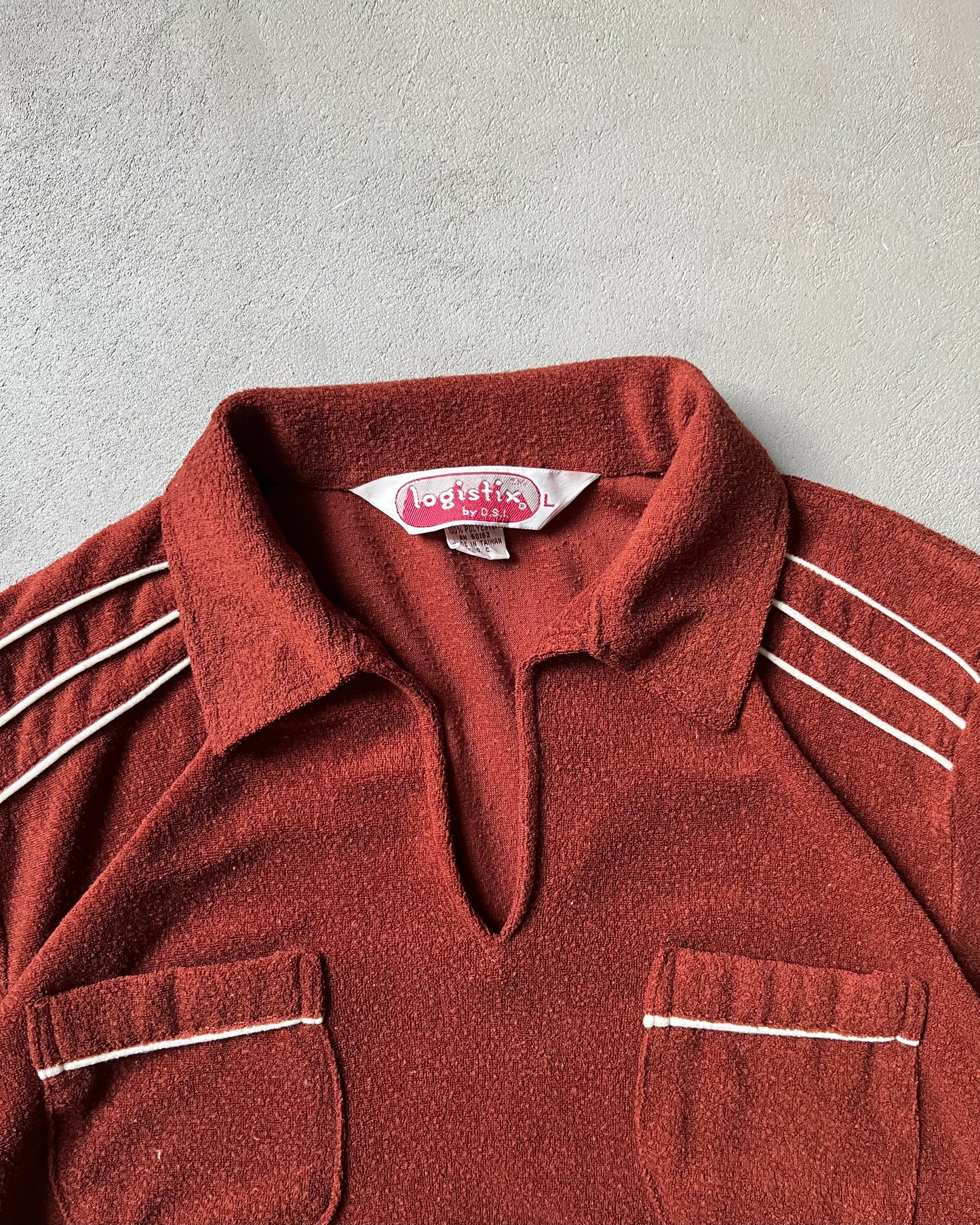 1970s - Orange Terry Cloth Polo - M