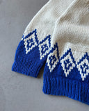 1970s - Blue/Cream Nordic Cowichan Sweater - L