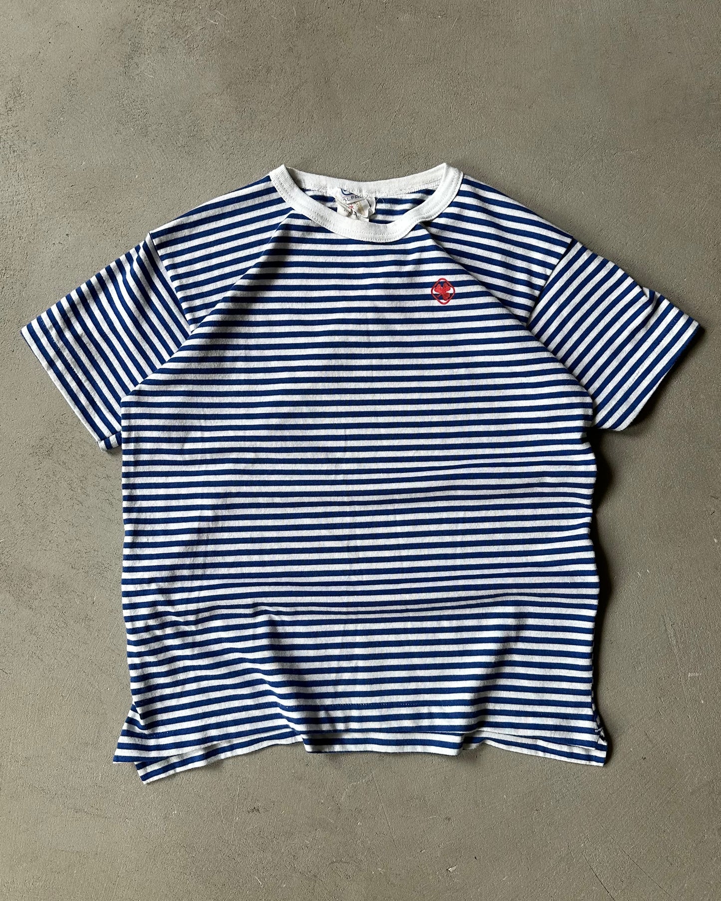 1980s - Blue/White Striped T-Shirt - (W)L