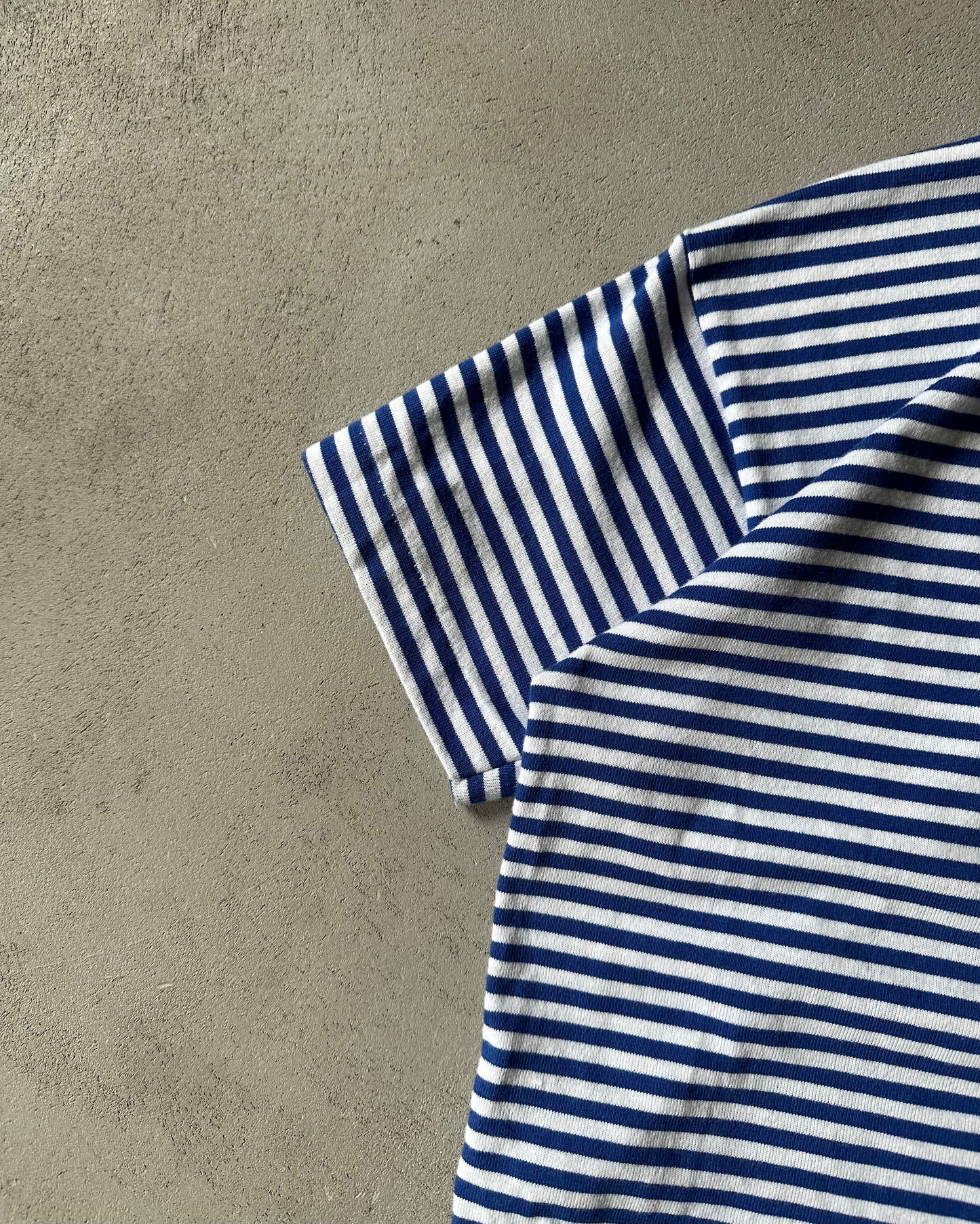 1980s - Blue/White Striped T-Shirt - (W)L