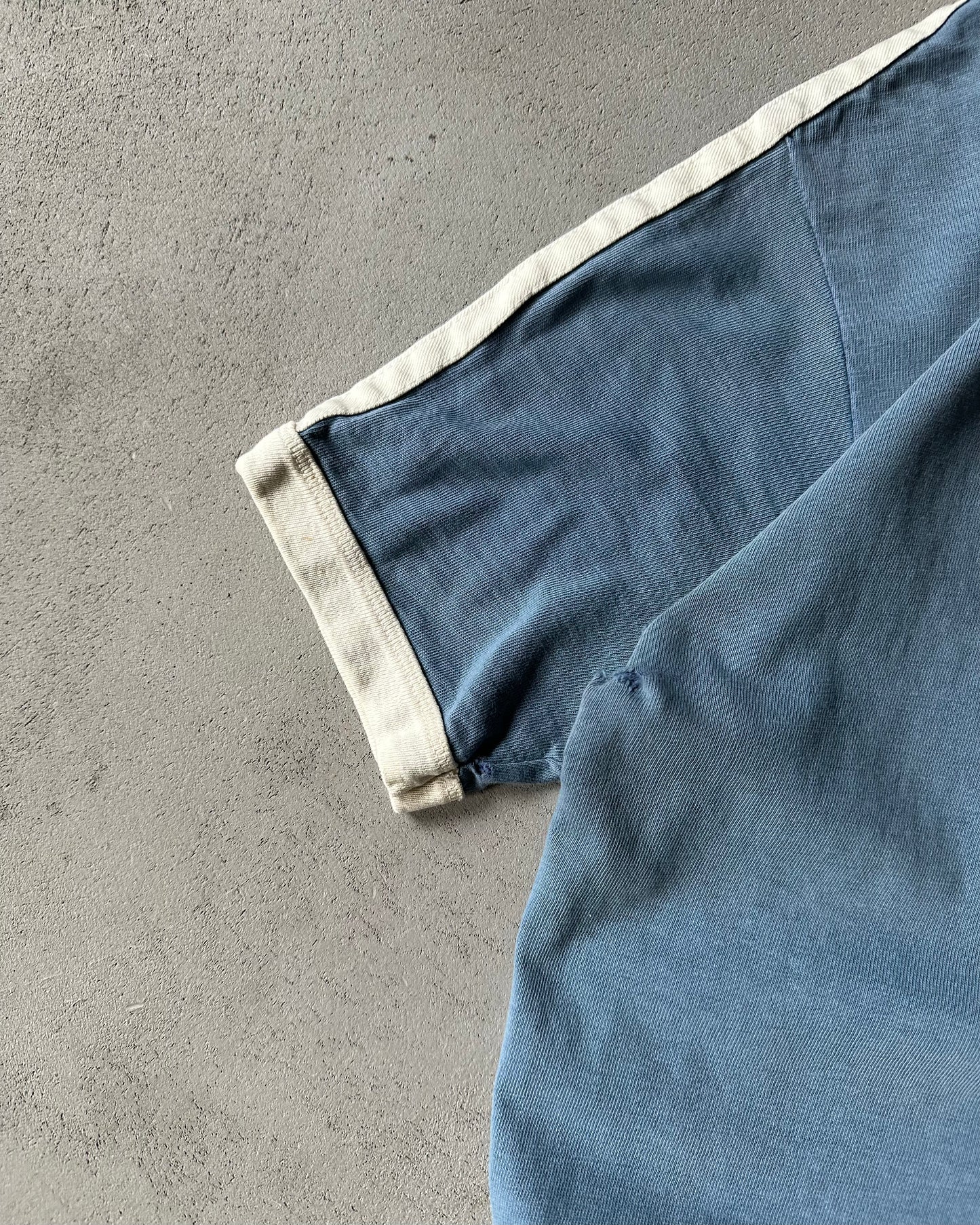 1970s - Distressed Blue Adidas Ringer - S