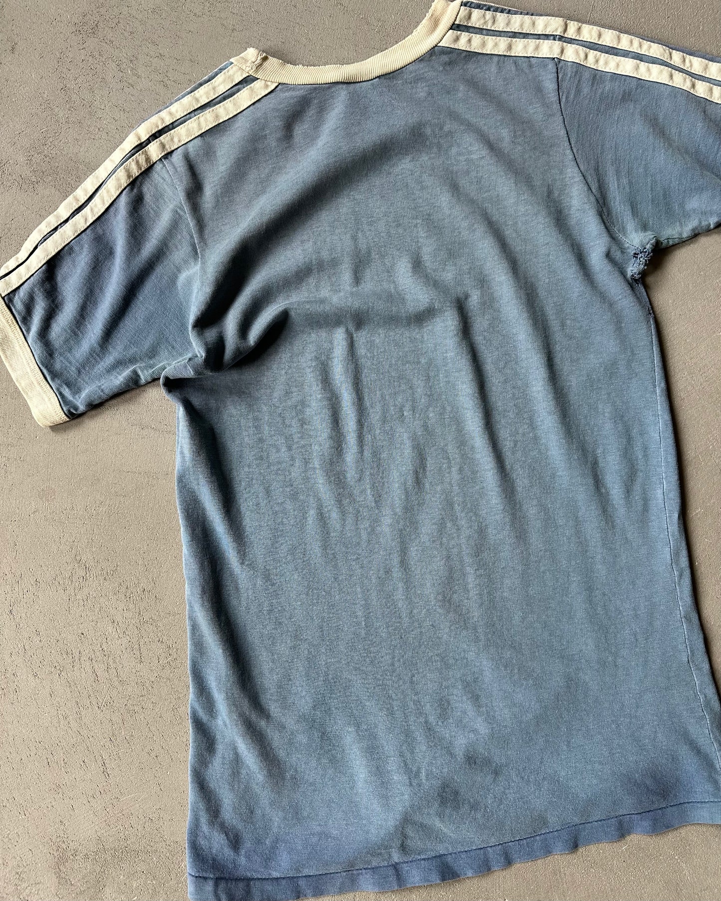 1970s - Distressed Blue Adidas Ringer - S