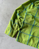 1960s - Green/Yellow Loop Collar Plaid Button Up - L