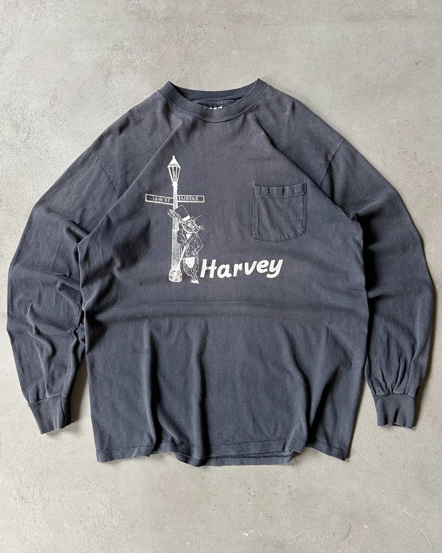 1980s - Faded Black Harvey Longsleeve - XL