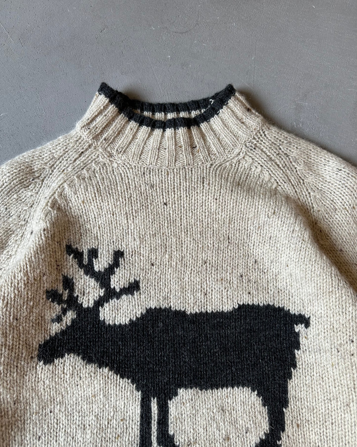 2000s - Oatmeal Eddie Bauer Moose Women's Sweater - (W)M