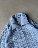2000s - Baby Blue Merino Wool Zip Sweater - (W)M