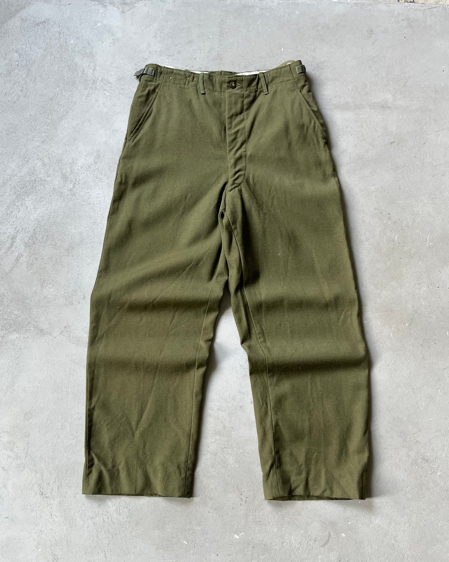 1960s - Green Military Wool Trousers - 33x30