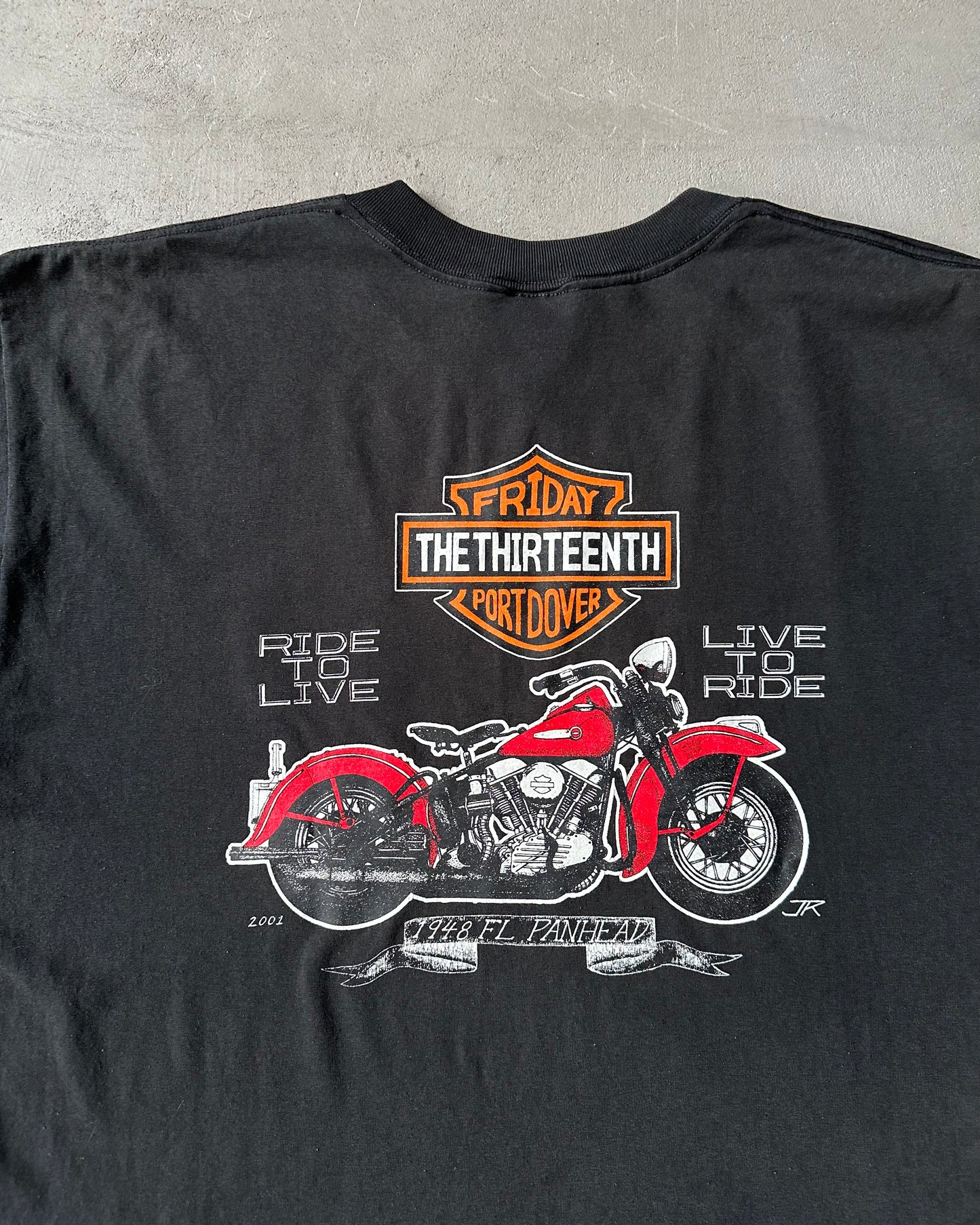 2000s - Black Biker T-Shirt - XL