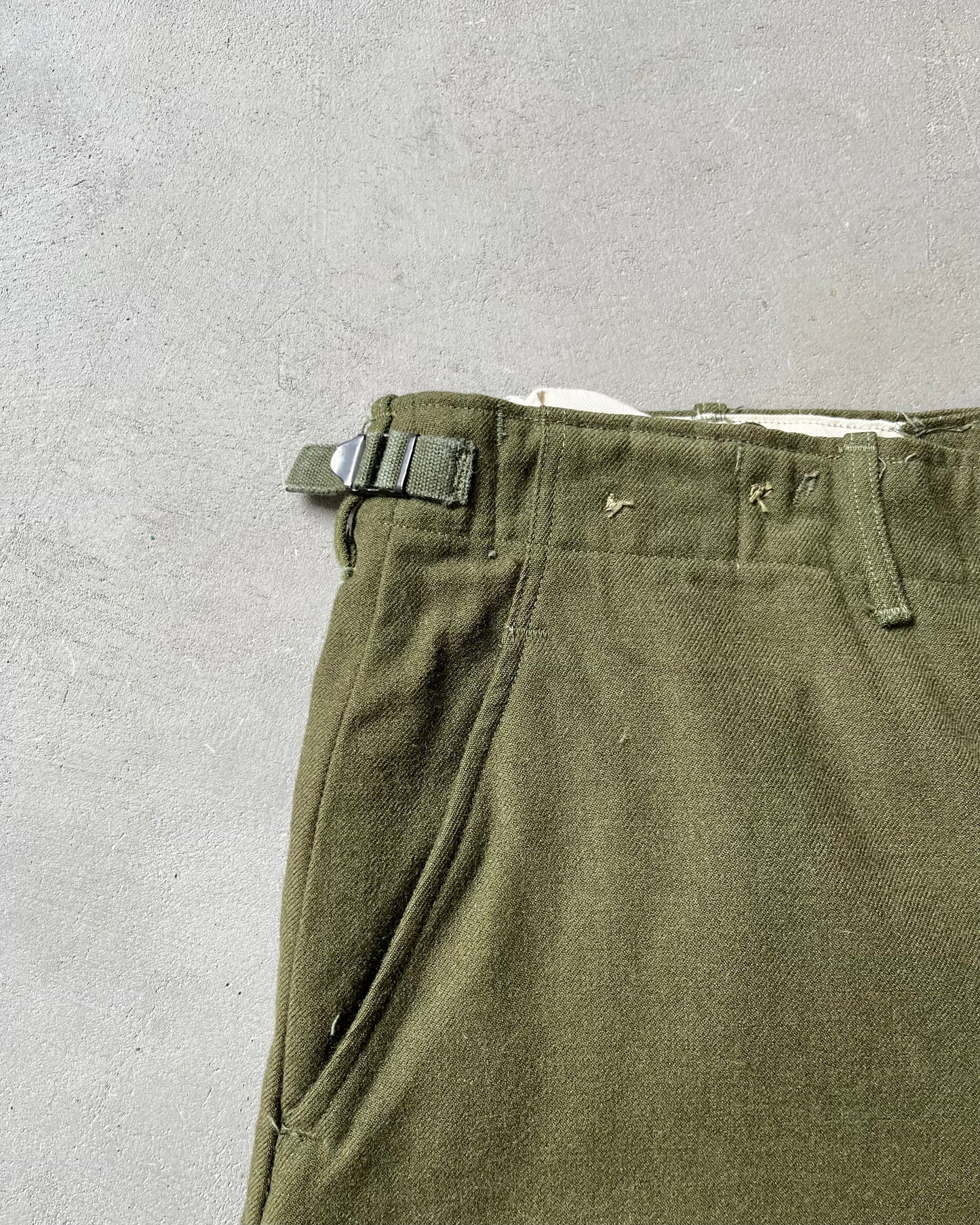 1960s - Green Military Wool Trousers - 33x30