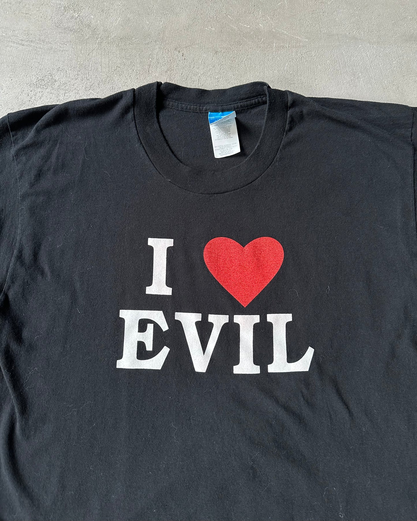 1990s - Black "I LOVE EVIL" T-Shirt - L