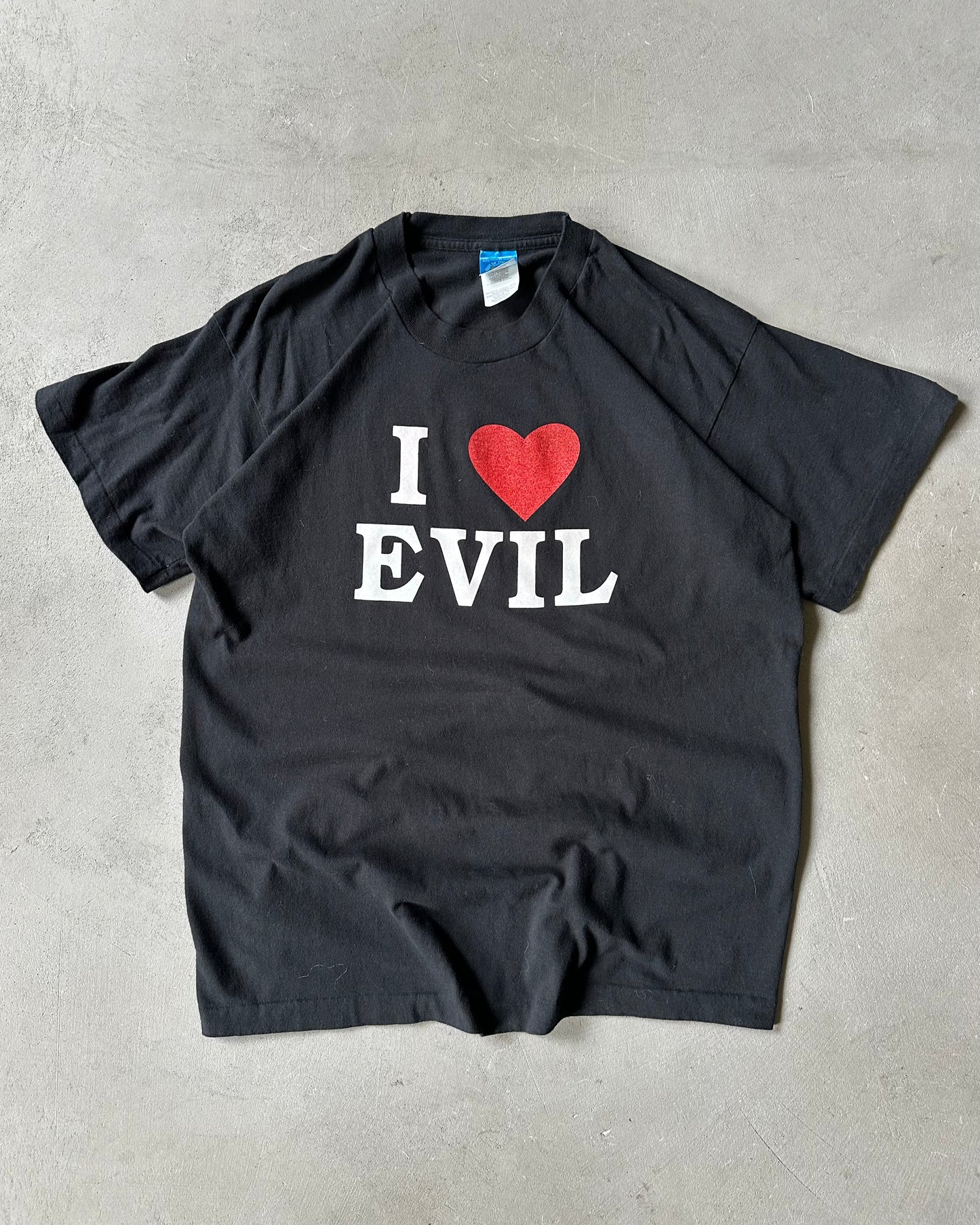 1990s - Black "I LOVE EVIL" T-Shirt - L